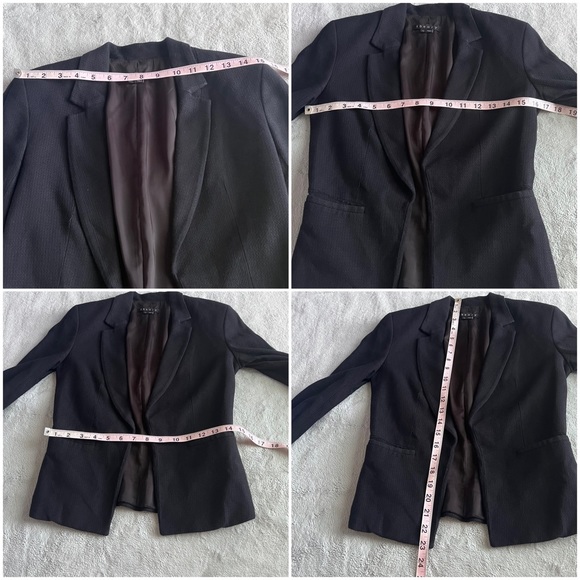 Theory Lanai Urban Blazer Open Front Suit Tailored Jacket Stretch Wool Black 00 - Picture 12 of 12